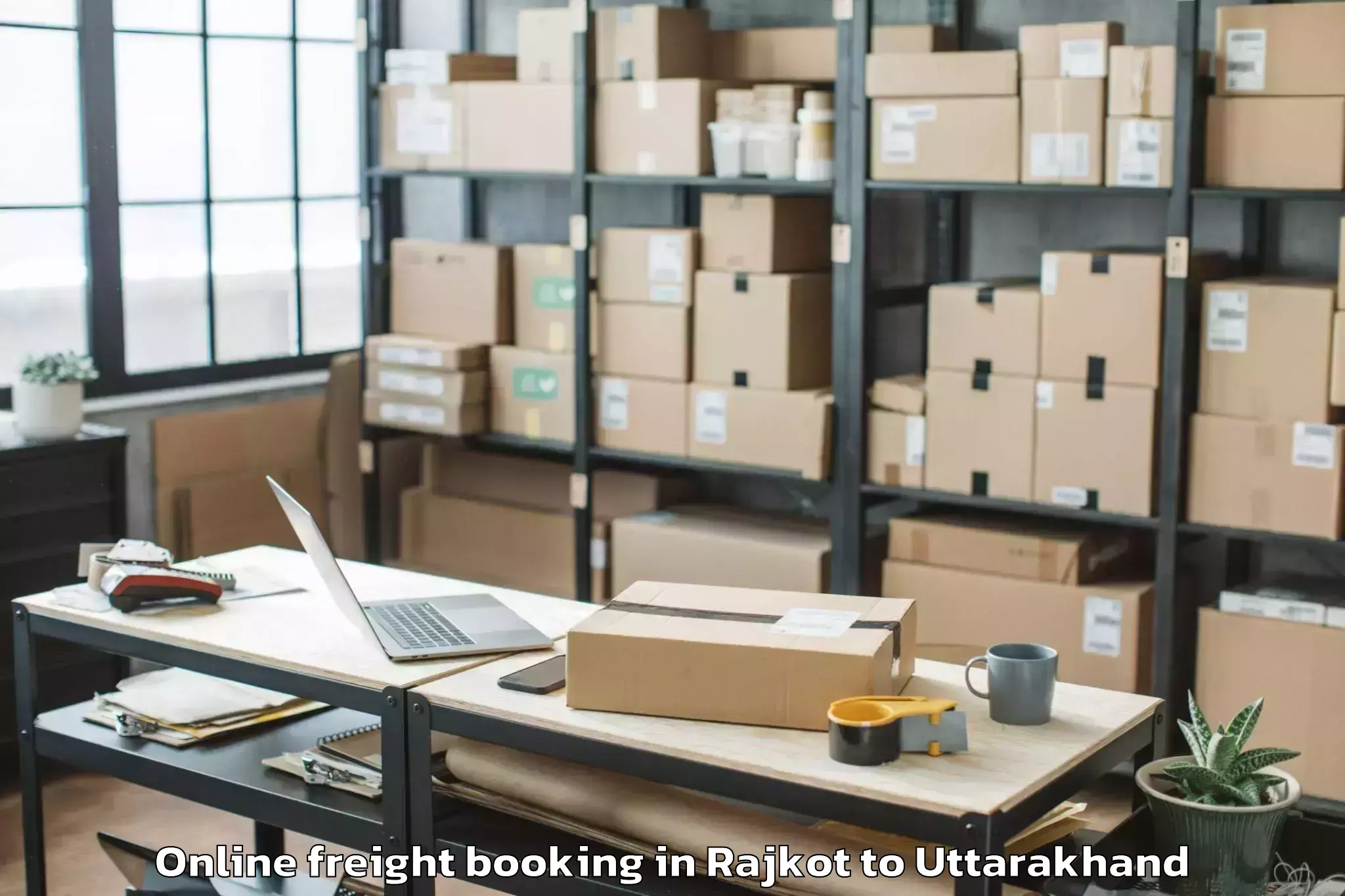 Trusted Rajkot to Ghansali Online Freight Booking